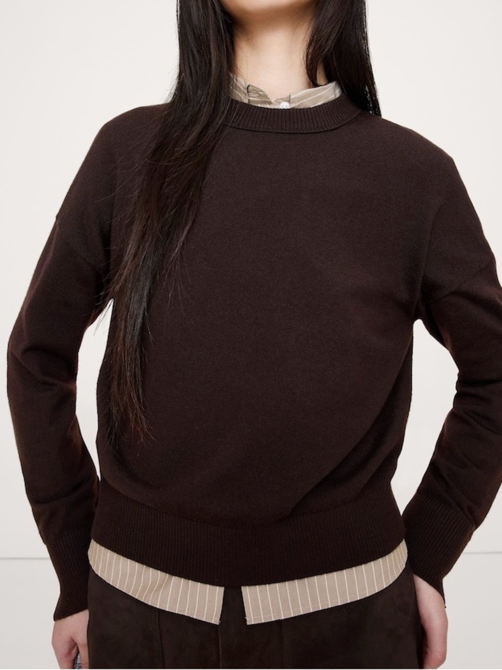 Banana Republic Brown Merino Crew Neck Jumper Size S
